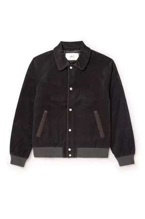 Mr P. Suede-Trimmed Cotton-Corduroy Varsity Jacket