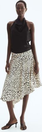H&M Asymmetric viscose skirt in Cream/leopard Print at Nordstrom, Size Xx-Small