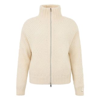 Herno Truien & Vesten, Dames, Beige, S, Wol, Cardigan met Rits en Kraag