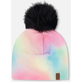 Deux par Deux Stretch Jersey Hat with Pompom in Multicolor at Nordstrom, Size 12-24 M