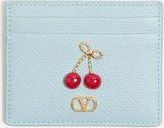 Valentino Garavani Cherryfic Grainy Calfskin Cardholder Woman PORCELAIN BLUE UNI