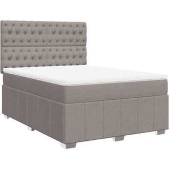 vidaXL Cama Box Spring Con Colch&oacute;n Tela Gris Taupe 160x200 Cm Vidaxl