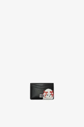 Ganni Black Bou Card Holder with Poodle