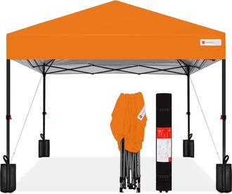 Best Choice Products 8x8ft Easy Setup Pop Up Canopy w/ 1-Button Setup, Wheeled Case, 4 Weight Bags