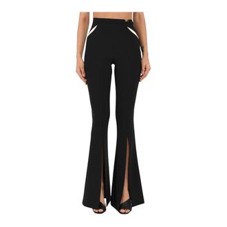 Elisabetta Franchi Wide Trousers, female, Black, Size: 2XL Wide Trousers
