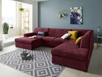 Domo Collection Wohnlandschaft »Topper, elegant und zeitlos, komfortabel, U-Form« wahlweise mit Bettfunktion