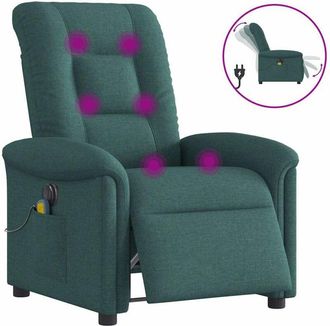 vidaXL Sill&oacute;n Reclinable De Masaje El&eacute;ctrico Tela Verde Oscuro Vidaxl