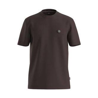 HUGO BOSS Hugo, T-Shirts, male, Brown, Size: 2XL Embroidered Logo T-Shirt