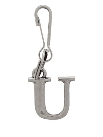 Balenciaga letter-charm keyring - women - Brass - One Size - Silver