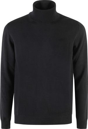 Roberto Collina Black High-Neck Ribbed Merino Wool Turtleneck