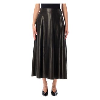 Ralph Lauren Vikie Midi - female - Ralph Lauren - Leather Skirts - Brown - XS - Skirts