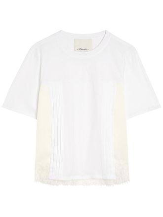 3.1 Phillip Lim Lace-trim Satin and Cotton T-shirt - White - S (UK8-10 / S)