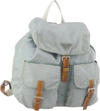Prada Pre-owned Vintage Rugzak - Dames - Vintage Rugzakken - Blauw - ONE Size - Leer - Vintage