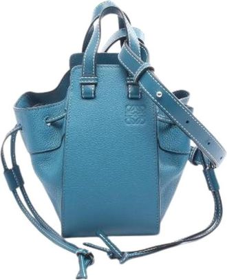 Loewe Pre-owned Bucket Bags, female, Blue, Size: ONE SIZE Pre-owned Hammock Drawstring Bag Leather Shoulder Bag