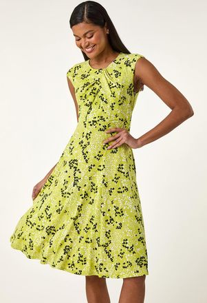 Roman Ditsy Floral Keyhole Twist Dress