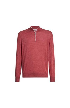 Brunello Cucinelli Sweater with half zipper in Strawberry at Nordstrom, Size 56 It
