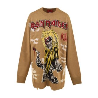 Aniye By Round-neck Knitwear, female, Brown, M, Iron Maiden Maxi Jumper