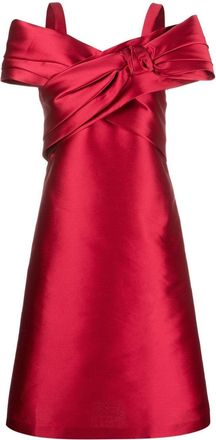 Alberta Ferretti bow-detail mini dress - women - Silk/Polyester/Cupro - 40 - Red
