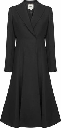 Fendi Zwarte Wol Peplum Jas - Dames - Mantel - Zwart - S - Wol - Jassen
