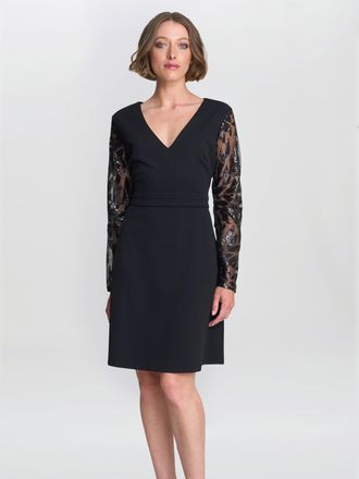 Gina Bacconi Womens Angie Black Cocktail Dress - Size 18 UK