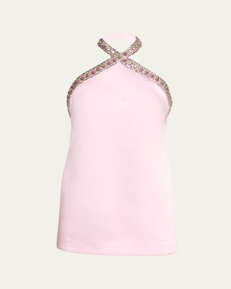 Retrof&ecirc;te Sabry Jeweled Halter Mini Dress