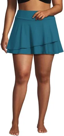 Lands End High Waisted Tulip Hem Swim Skort in Paradise Teal at Nordstrom, Size 1X