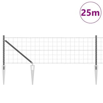 Berkfield Home Durable Euro Fence with 13 Spike Posts 0.6x25 m Galvanised Steel Grey