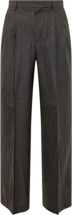 Ami High-waisted Wide-Leg Striped Wool Broeken - Dames - Wijde Broeken - Grijs - XS - Katoen - Broeken