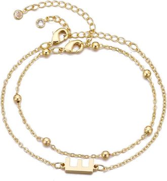 Adornia 2-Piece Initial Bead Chain Bracelet Set in Gold-E at Nordstrom Rack