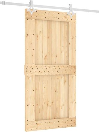 vidaXL Vidaxl - Puerta Corredera Con Herrajes Madera Maciza De Pino 100x210 Cm