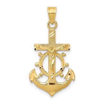 Diamond2Deal 10k Yellow Gold Mariner Crucifix Pendant