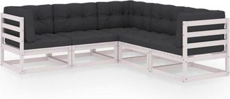 vidaXL Juego De Muebles De Jard&iacute;n 5 Pzas Y Cojines Madera Pino Maciza Vidaxl