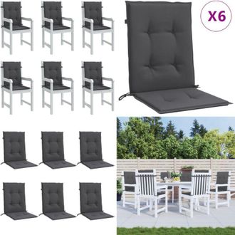 vidaXL Cuscini Sedia Schiena Bassa 6 pz Antracite M&eacute;lange 100x50x4 cm - Cuscino per sedia - Cuscino da esterno