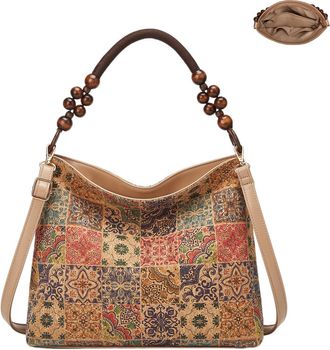 Generic Cork Shoulder Bag for Women Bohemian Style Vintage Crossbody Handbag Hobo Satchel Purse, D-1
