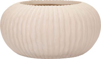 Dmora Vaso, Acabado Acanalado, Di&aacute;metro 22 Cm, Color Crema Degradado, Blanco Crema - Arvid