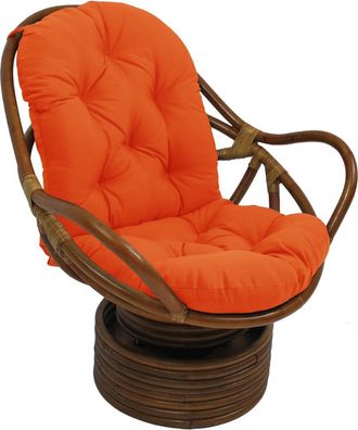 International Caravan Inc Rattan Swivel Rocker with Outdoor Fabric Cushion, Tangerine Dream