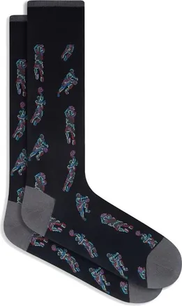 Bugatchi Basketball Mercerized Cotton Blend Dress Socks in Black at Nordstrom