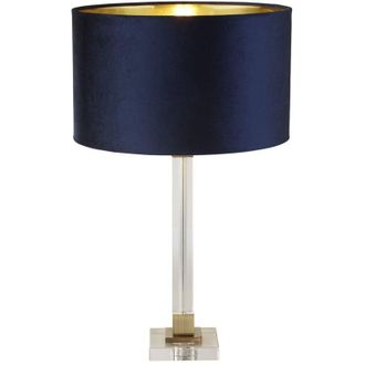 Searchlight Searchlight - Lampada da tavolo Scarborough - Cristallo, metallo ottone e velluto blu navy