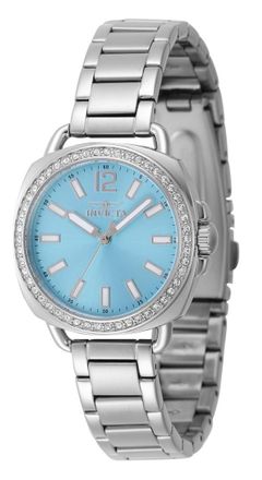 Invicta Wildflower 47327 Dames Horloge - Quartz Uurwerk - Roestvrij Staal met blauwe Wijzerplaat - 32mm