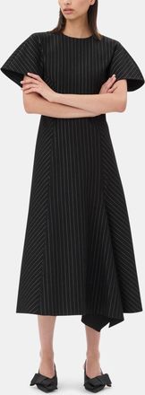 Ganni Black Pinstripe Long Dress