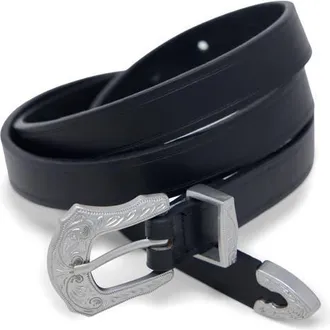 mnml Slim Western Leather Belt in Black at Nordstrom, Size Large/x-Large