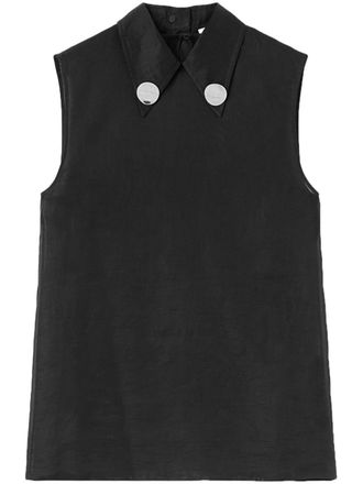 Jil Sander Katoenen mouwloze blouse met clip - Zwart