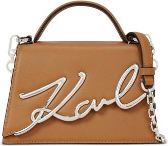 Karl Lagerfeld Borsa a tracolla piccola in pelle con logo - Marrone