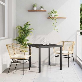 vidaXL Vidaxl - Conjunto De Comedor De Jard&iacute;n 3 Pcs Marr&oacute;n Rat&aacute;n Sint&eacute;tico