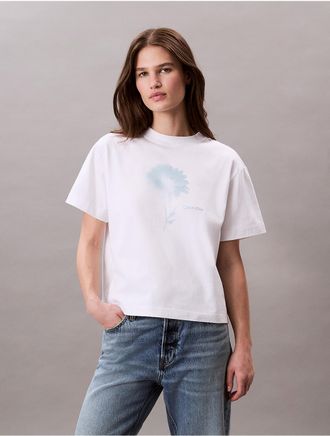 Calvin Klein Jeans Calvin Klein Womens Faded Flower Graphic Boxy T-Shirt - White - XL