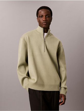 Calvin Klein Mens Tech Quarter Zip Sweater - Green - 2XL