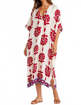 Anonyme Designers Print V-Neck Tunic Dress In Red/blue