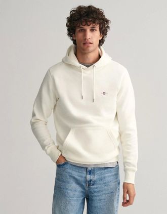 GANT Mens GANT Mens Regular Fit Shield Logo Pullover Hoodie - 113 Eggshell - White - Size: 40