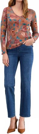 FDJ Olivia Pinstripe Straight Ankle Denim Jeans In Dark Wash