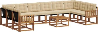 vidaXL Conjunto De Sof&aacute;s De Exterior 11 Uds. Natural Y Beige Vidaxl